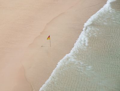 Red and Yellow Lifeguard Flag