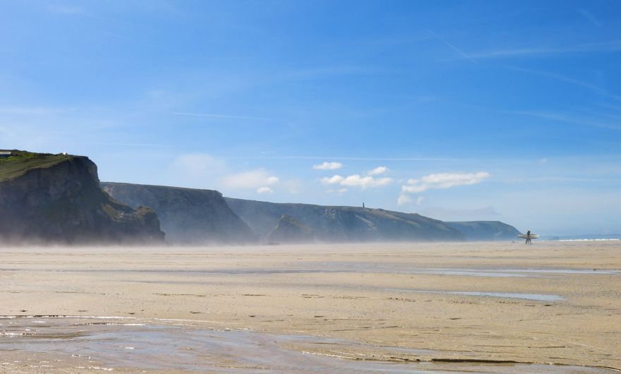 Porthtowan beach low tide cliffs | Cornwall Guide Images